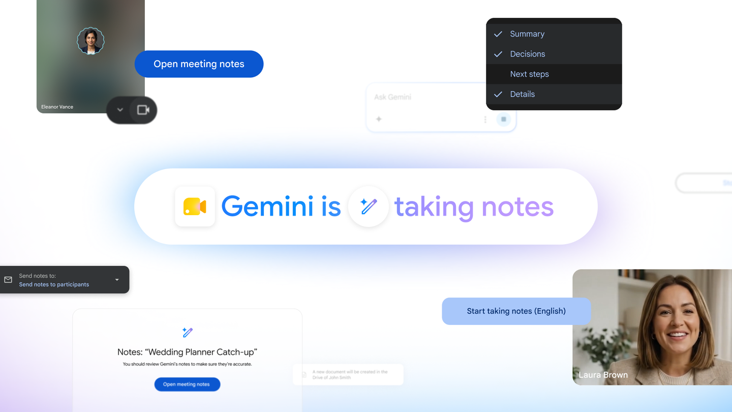 Google Meet užrašai: DI pamažu tampa susitikimų sekretoriumi
