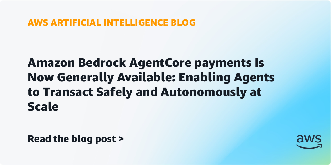 AgentCore Payments tapo GA: DI agentai jau mokosi mokėti