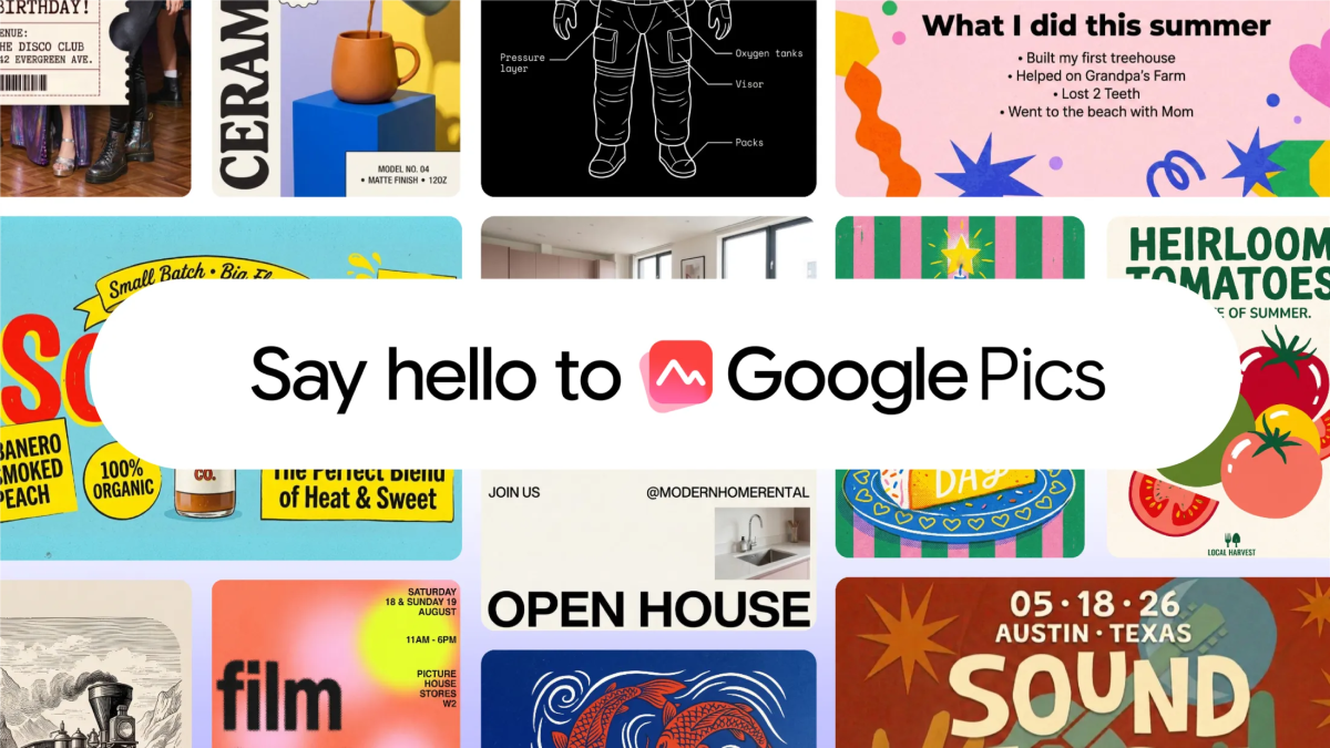 Google Pics DI dizaino įrankis kaip Canva alternatyva
