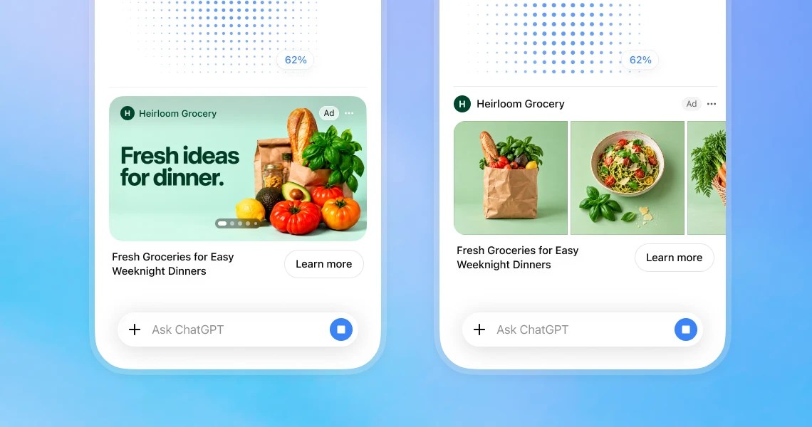 ChatGPT vizualių reklamų bandymo iliustracija